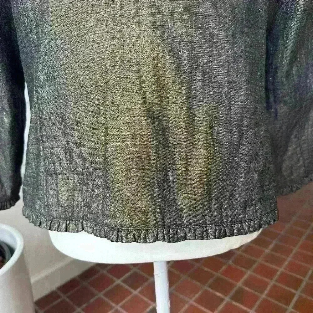 Chico’s Jacket- Fully lined ruffled detailed and sequin beading all thru -SZ 1 - Picture 6 of 7